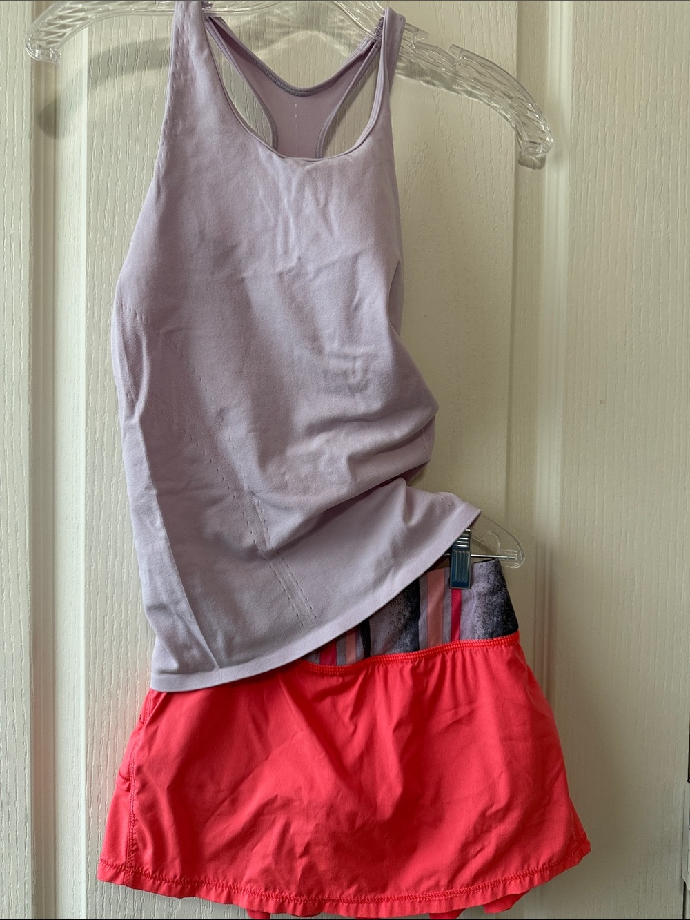 Ivivva Girls Lavender Tank with Coral Pink Skort with built in shorts